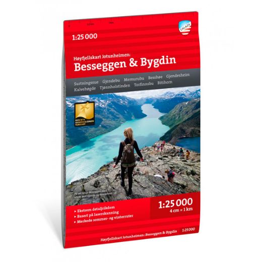 Calazo Høyfjellskart Jotunheimen: Besseggen & Bygdin 1:25 000