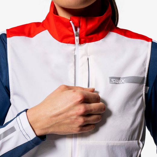 Swix Roadline Wind Vest W (Bright White/Fiery Red)