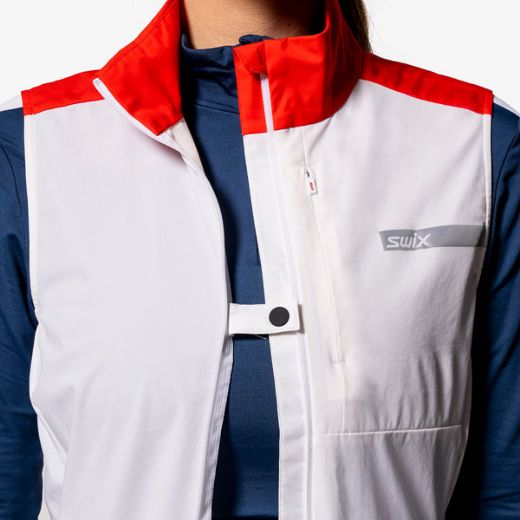 Swix Roadline Wind Vest W (Bright White/Fiery Red)