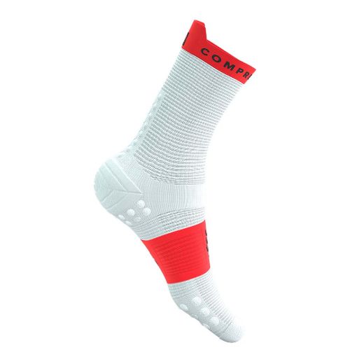 Compressport Pro Running Sock V4.0 (White/Fluo Red)